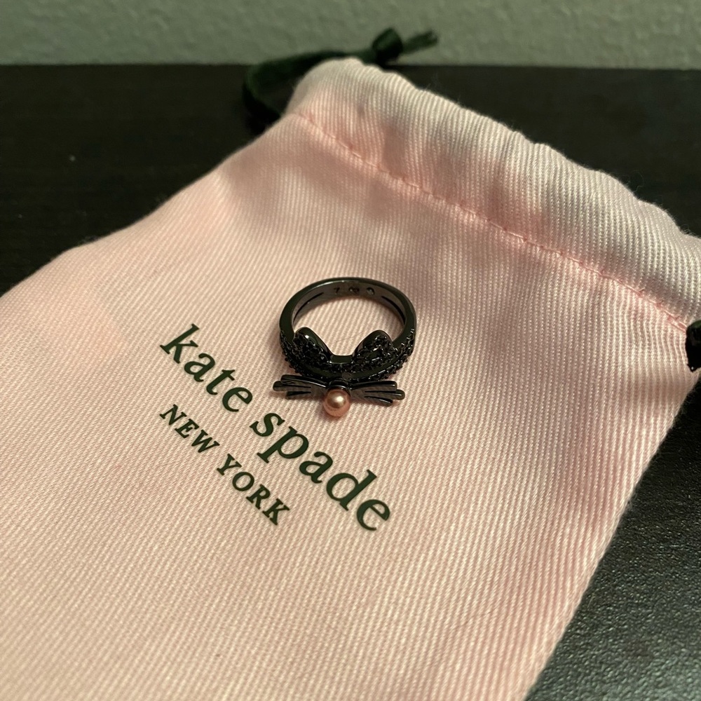 Kate Spade Black Out West Cat Ring